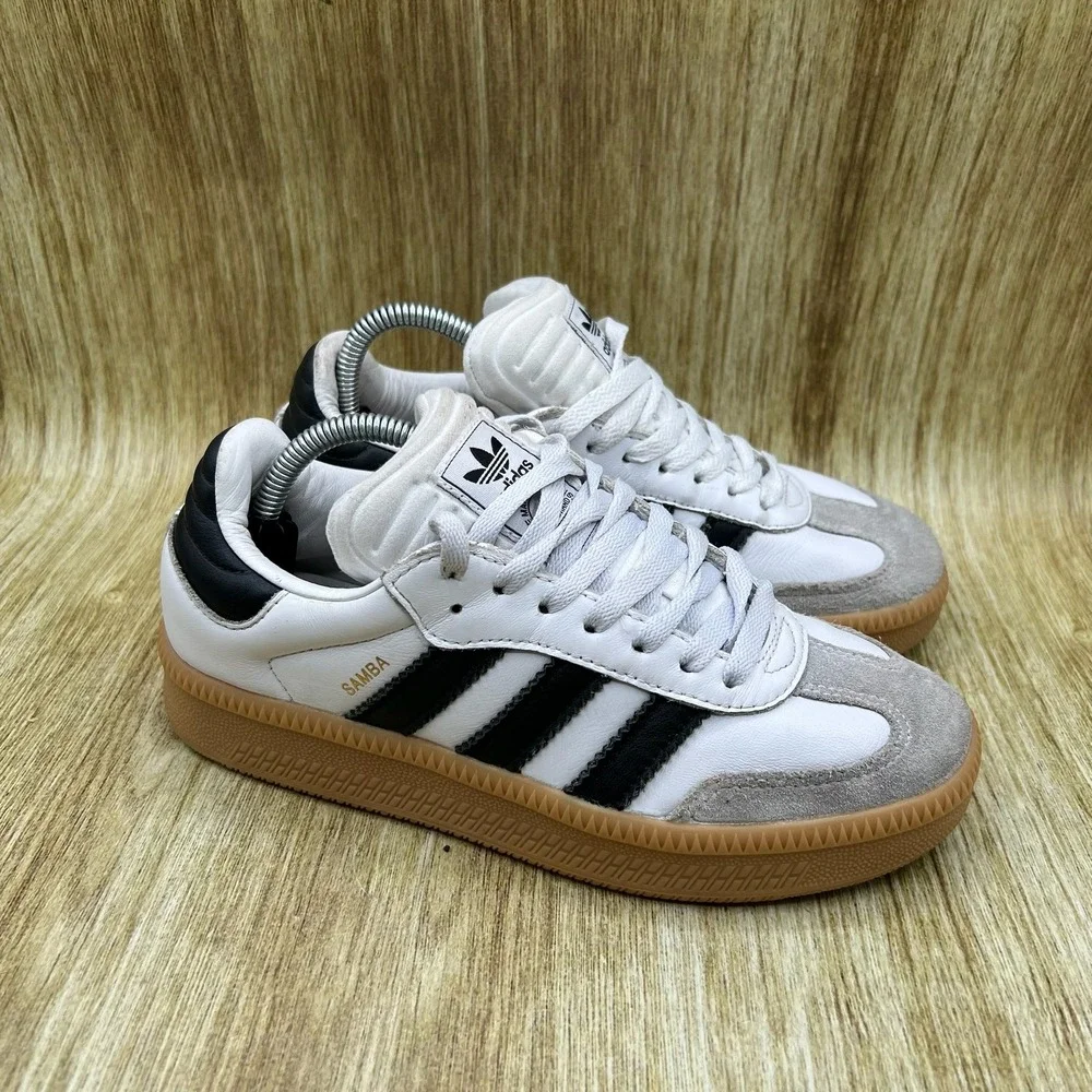 Adidas Samba Millennium Sneakers Youth Size 4.5 White Black Gum Leather JH6516